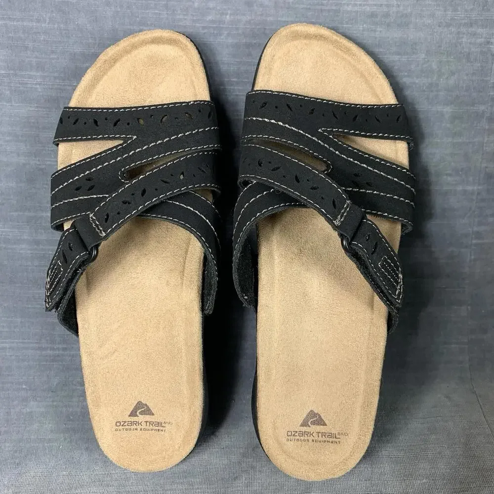 Ozark Trail Womens Size 8 Savannah Black Sandals Slides - Picture 1 of 8